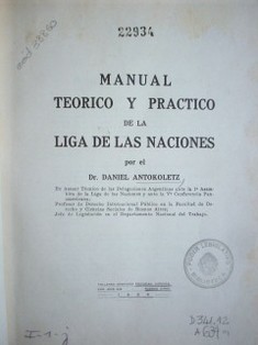 Manual teórico y práctico de la Liga de las Naciones