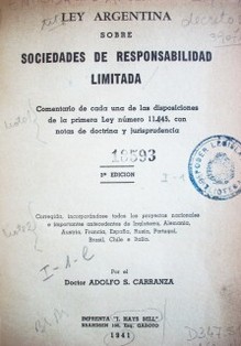 Ley argentina sobre sociedades de responsabilidad limitada