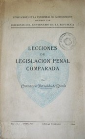 Lecciones de Legislación Penal Comparada