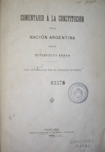 Comentario á la Constitución de la Nación Argentina