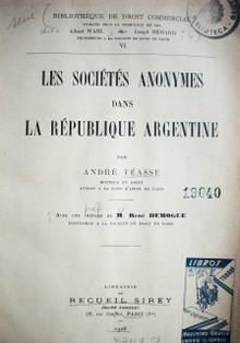 Les sociétés anonymes dans la République Argentine