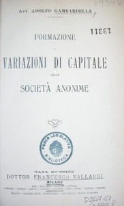 Formazione e variazioni di capitale nelle società anonime