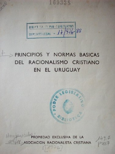 Principios y normas básicas del racionalismo cristiano en el Uruguay