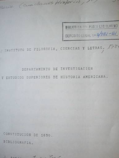 Constitución de 1830 : bibliografía