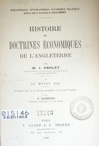 Histoire et doctrines économiques de l'Angleterre