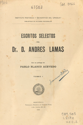 Escritos selectos del Dr. D. Andrés Lamas
