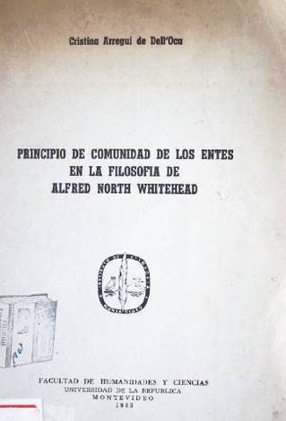 Principio de comunidad de los entes en la filosofía de Alfred North Whitehead