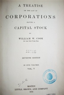A treatise on the law of corporations having a capital stock
