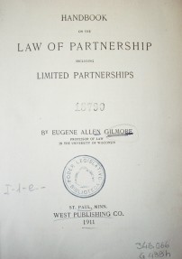 Handbook on the law of partnership including limited partnerships