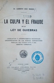 La culpa y el fraude en la ley de quiebras