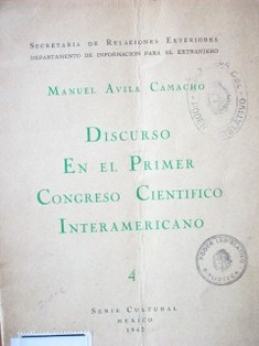 Discurso en el Primer Congreso Científico Interamericano