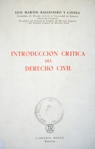 Introducción crítica del Derecho Civil
