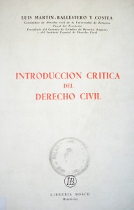 Introducción crítica del Derecho Civil