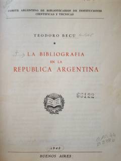 La bibliografía en la República Argentina