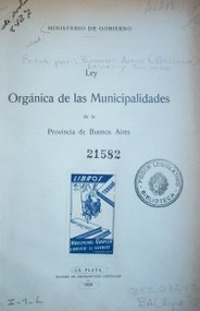 Ley orgánica de las municipalidades de la Provincia de Buenos Aires