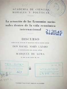 La actuación de las economías nacionales de la vida económica internacional