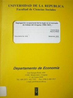 Segregación ocupacional de la mujer en el mercado de trabajo del Uruguay : (1986-1997)