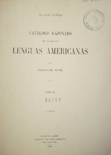 Catálogo razonado de la sección lenguas americanas