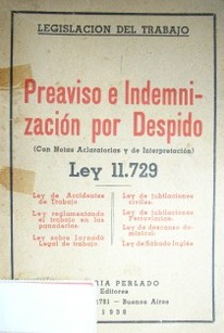 Preaviso e indemnización por despido : ley 11.729