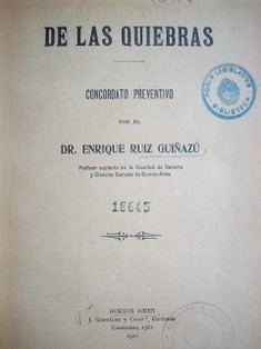 De las quiebras : concordato preventivo