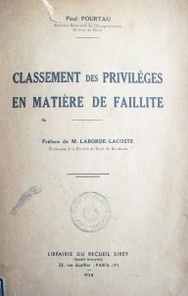 Classement des privilèges en matière de faillite