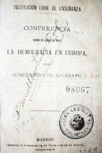 Conferencia sobre el libro de May : la democracia en Europa