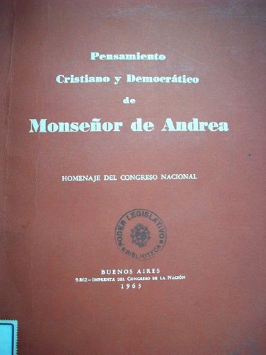 Pensamiento cristiano y democrático de Monseñor de Andrea