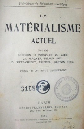 Le matérialisme actuel