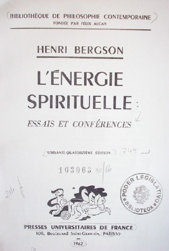 L'énergie spìrituelle : essais et conférences