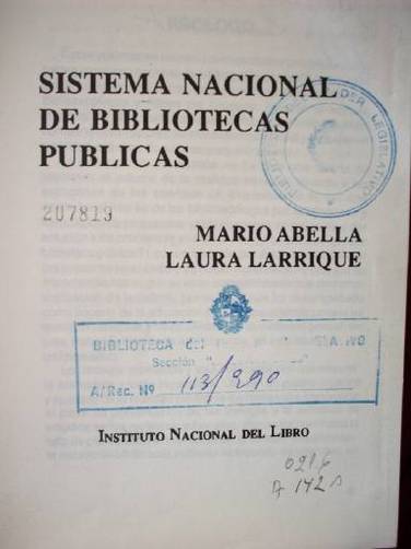 Sistema nacional de bibliotecas públicas