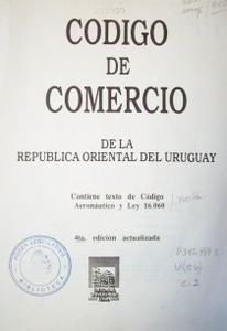 Código de comercio de la República Oriental del Uruguay