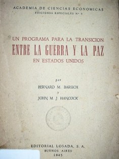 Un programa para la transición entre la guerra y la paz en Estados Unidos