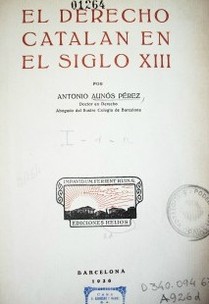 El derecho catalán en el siglo XIII