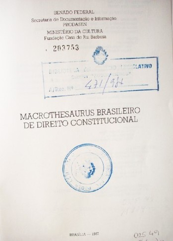 Macrothesaurus brasileiro de Direito Constitucional