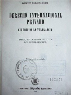 Derecho internacional privado : derecho de la tolerancia