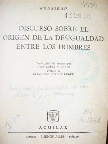 Discurso sobre el origen de la desigualdad entre los hombres