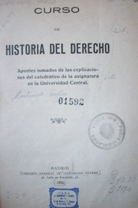 Curso de historia del derecho