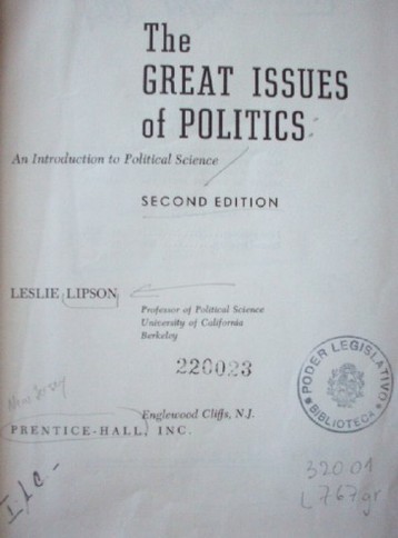 The great issues of politics : an introduction to political science