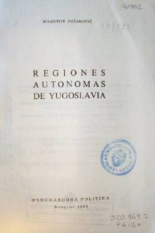 Regiones autónomas de Yugoslavia