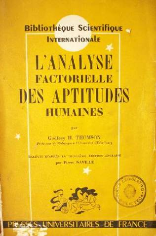 L'analiyse factorielle des aptitudes humaines