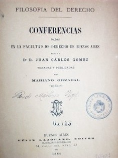 Filosofía del Derecho : conferencias