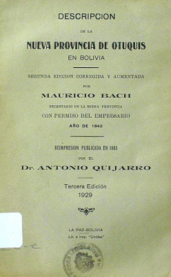 Descripción de la nueva Provincia de Otuquis en Bolivia