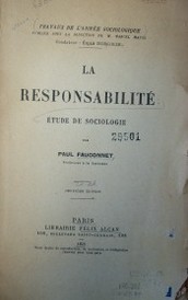 La responsabilité : étude de sociolgie