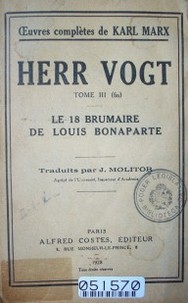 Herr Vogt : le XVIII brumaire de Louis Bonaparte