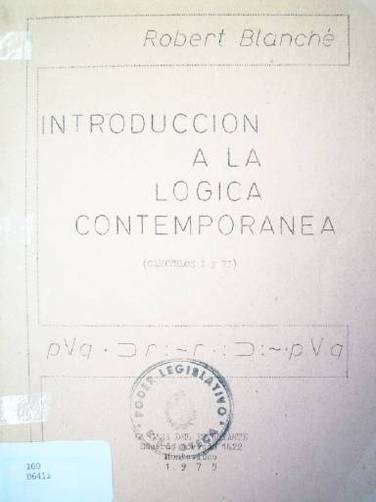 Introducción a la lógica contemporánea : (capítulos I y II)
