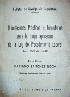 Ley de procedimiento laboral Nº 759 de 11 de marzo de 1960