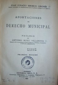 Aportaciones al Derecho municipal