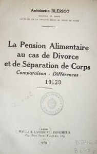 La pension alimentaire au cas de divorce et de séparation de corps : comparaison - différences