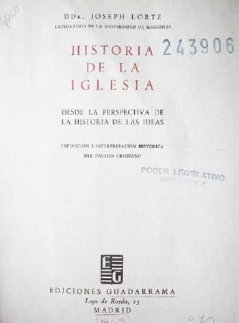 Historia de la Iglesia : desde la perspectiva de la historia de las ideas