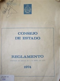 Reglamento : aprobado en sesión de 9 de enero de 1974